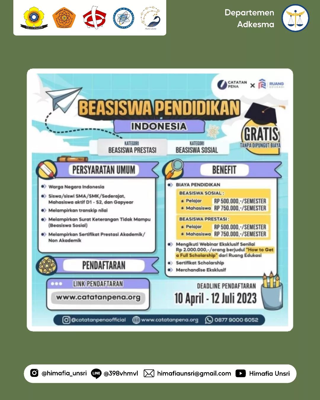 [Sekilas Info Adkesma #18 : Informasi Beasiswa Pendidikan Indonesia 2023]